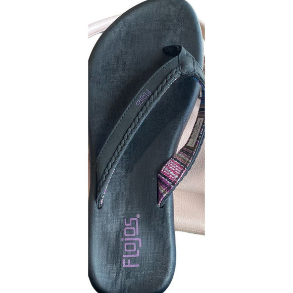FLOJOS "Maddy" Women’s Flip Flop Sandals, Size 9,  Fabric Black/Lavender Lining - Picture 7 of 8